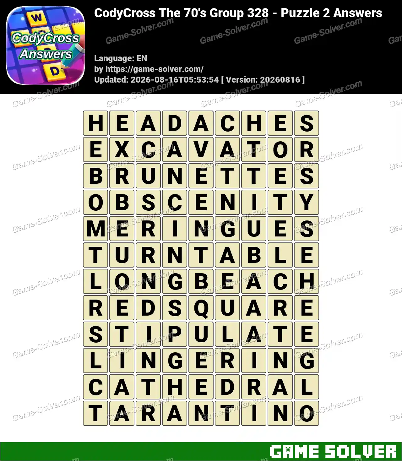 CodyCross The 70’s Group 328 – Puzzle 2 Answers
